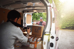 Filming a video about our wine delivery in Marple